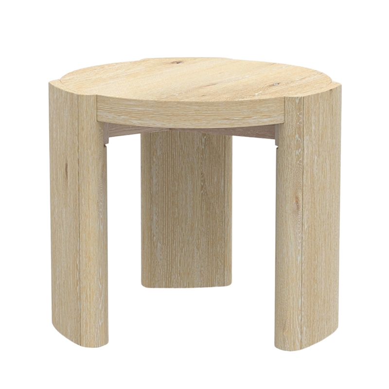 Pemberly Row 20 in. W Round Wood End Table in Natural Driftwood