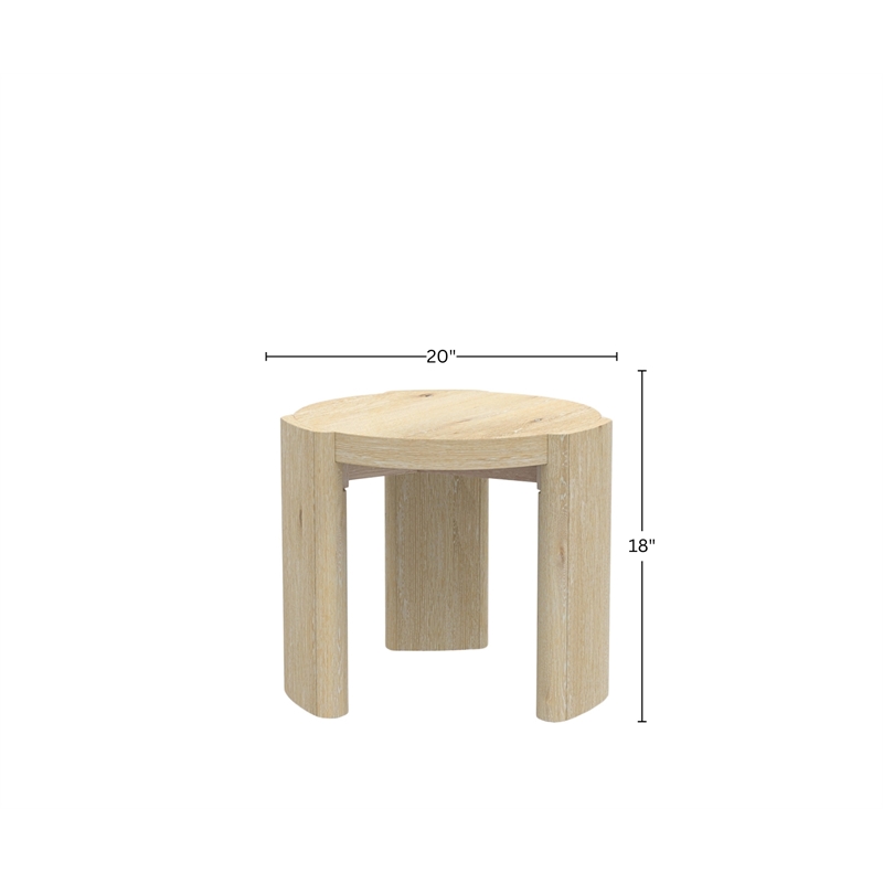 Pemberly Row 20 in. W Round Wood End Table in Natural Driftwood