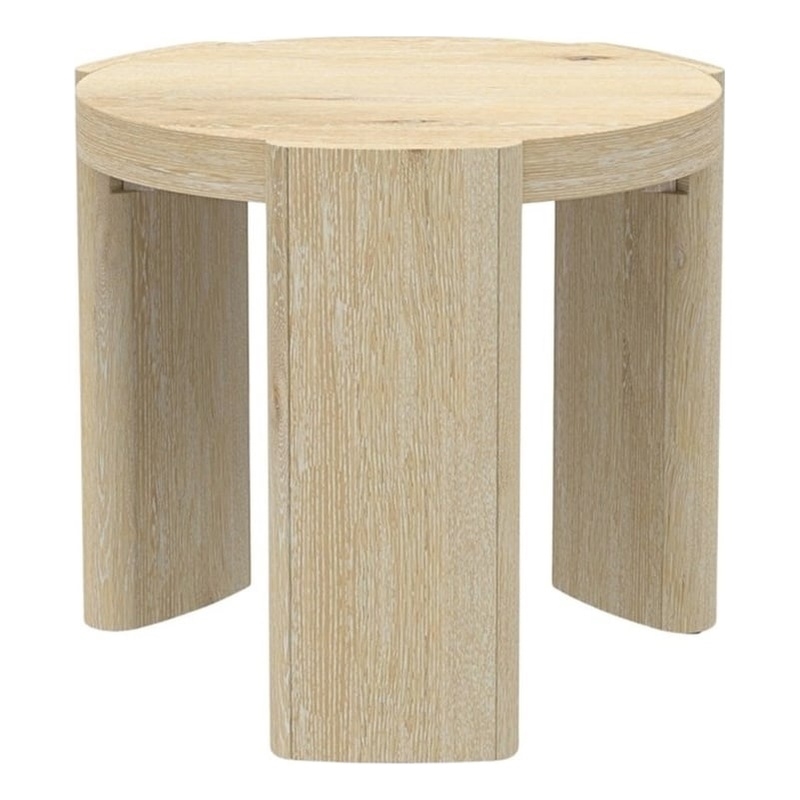 Pemberly Row 20 in. W Round Wood End Table in Natural Driftwood
