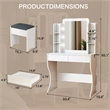 Pemberly Row Vanity Desk with Lighted Mirror and Stool in White