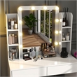 Pemberly Row Vanity Desk with Lighted Mirror and Stool in White