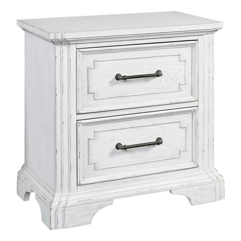 Pemberly Row 2 Drawer Transitional Wood Nightstand in White Mist
