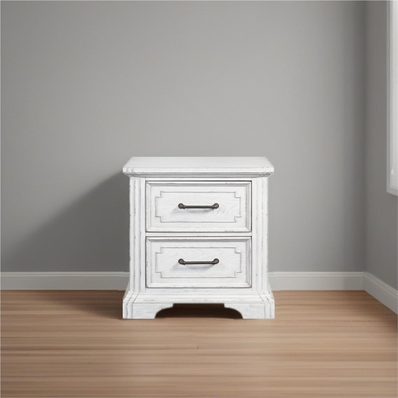 Pemberly Row 2 Drawer Transitional Wood Nightstand in White Mist