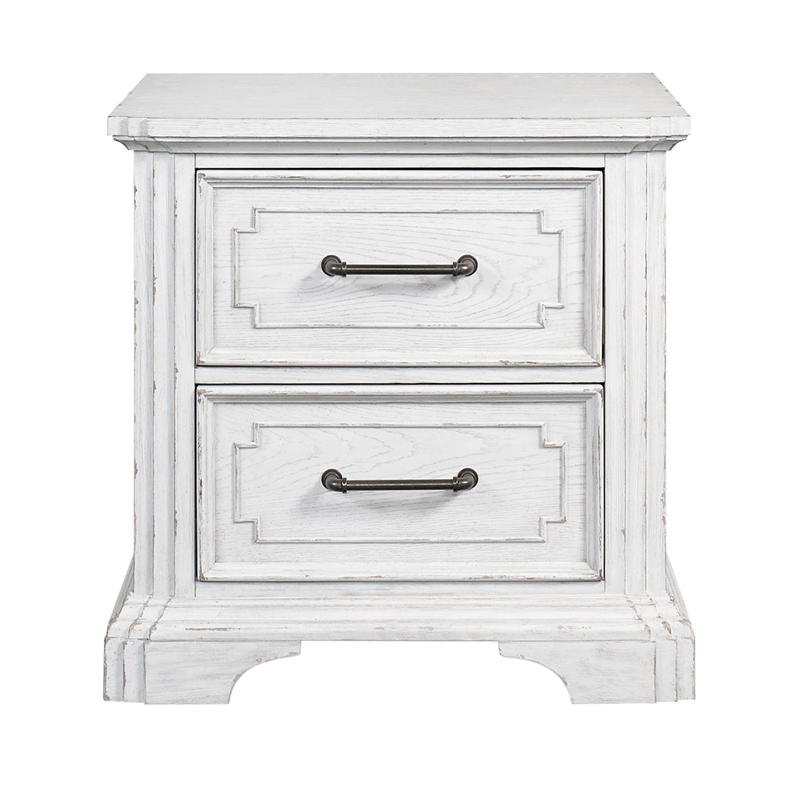 Pemberly Row 2 Drawer Transitional Wood Nightstand in White Mist