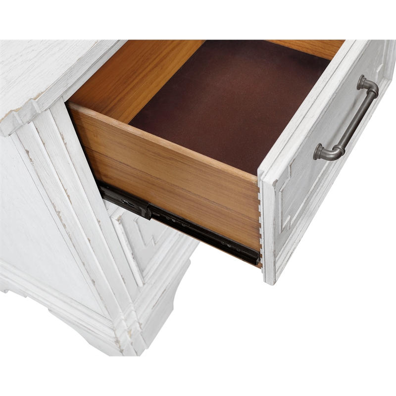 Pemberly Row 2 Drawer Transitional Wood Nightstand in White Mist