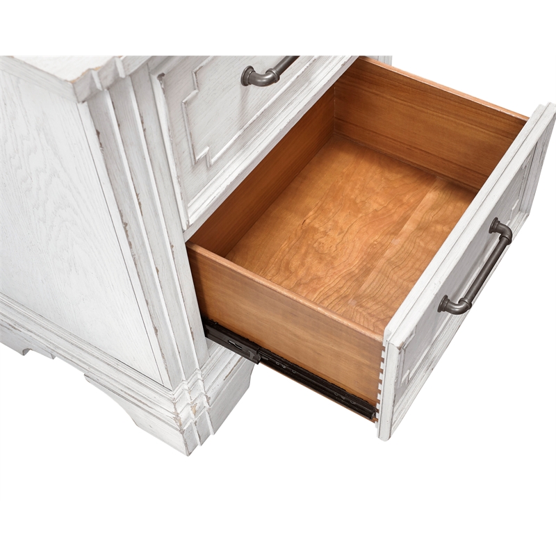 Pemberly Row 2 Drawer Transitional Wood Nightstand in White Mist