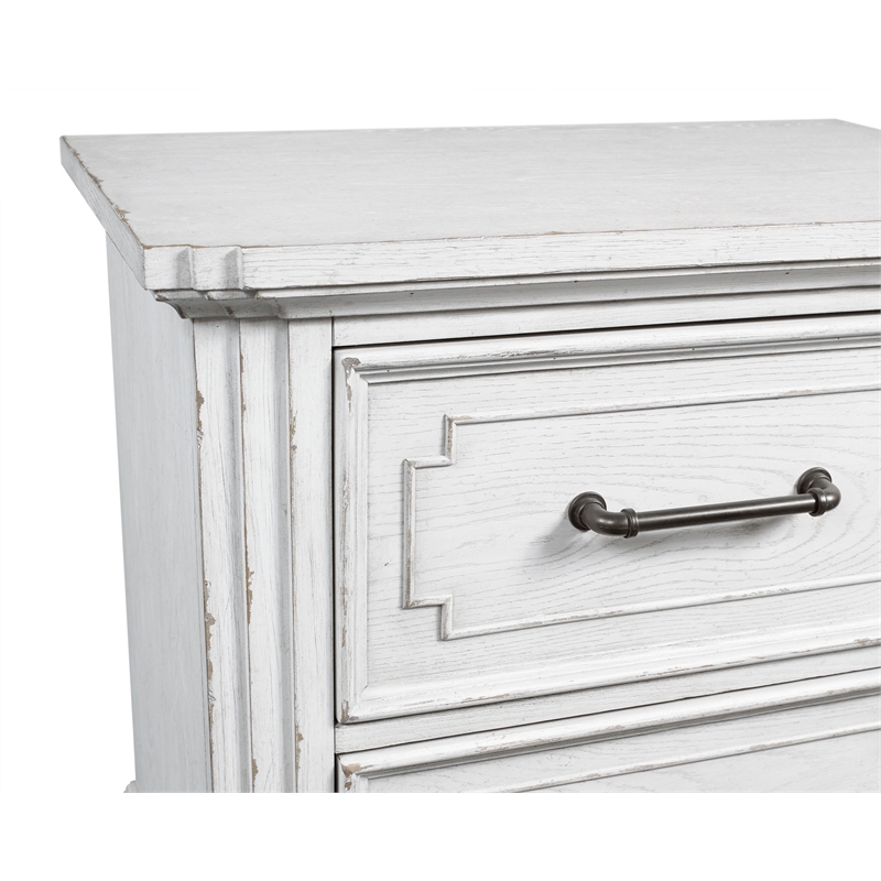 Pemberly Row 2 Drawer Transitional Wood Nightstand in White Mist