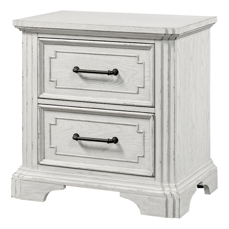 Pemberly Row 2 Drawer Transitional Wood Nightstand in White Mist