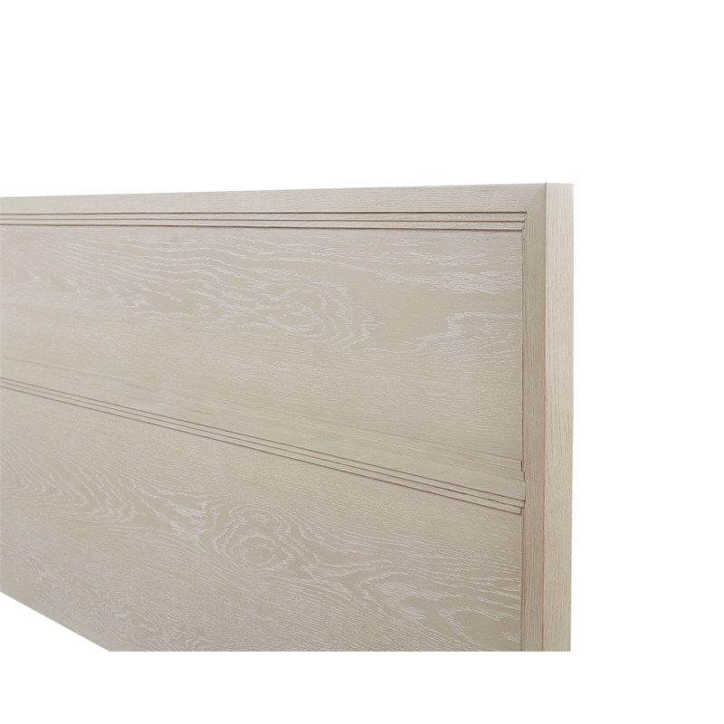 Pemberly Row California King Panel Bed with Metal Legs in Antique White