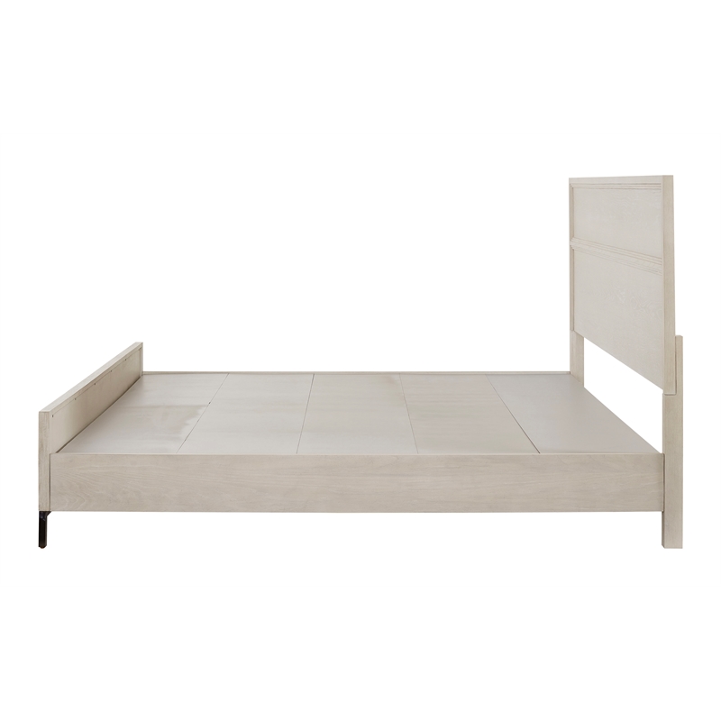 Pemberly Row California King Panel Bed with Metal Legs in Antique White