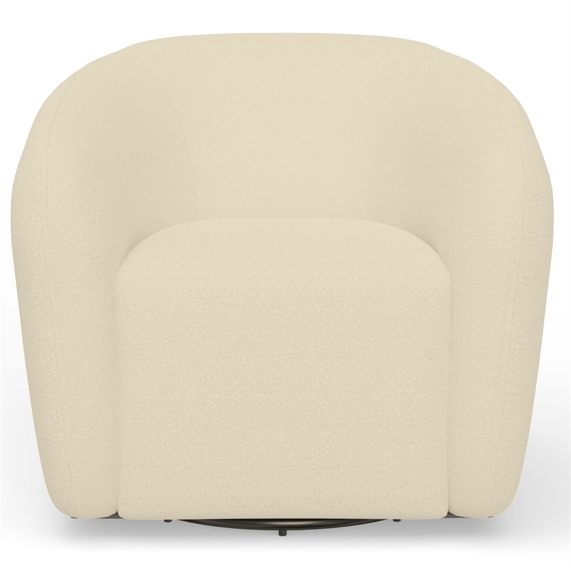 Pemberly Row Fully Upholstered 360 Degree Swivel Chair in Ivory