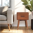 Pemberly Row Rectangular Wood End Table with Drawer in Chestnut Brown