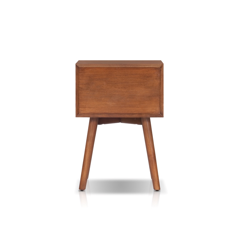 Pemberly Row Rectangular Wood End Table with Drawer in Chestnut Brown