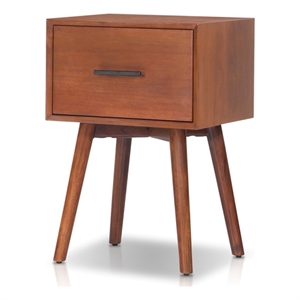 Pemberly Row Rectangular Wood End Table with Drawer in Chestnut Brown