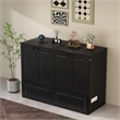 Pemberly Row Full Size Murphy Bed Cabinet with Charging Station in Black