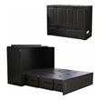 Pemberly Row Full Size Murphy Bed Cabinet with Charging Station in Black
