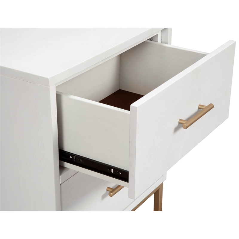 Pemberly Row 2 Drawer Mahogany Wood Nightstand in Classic White