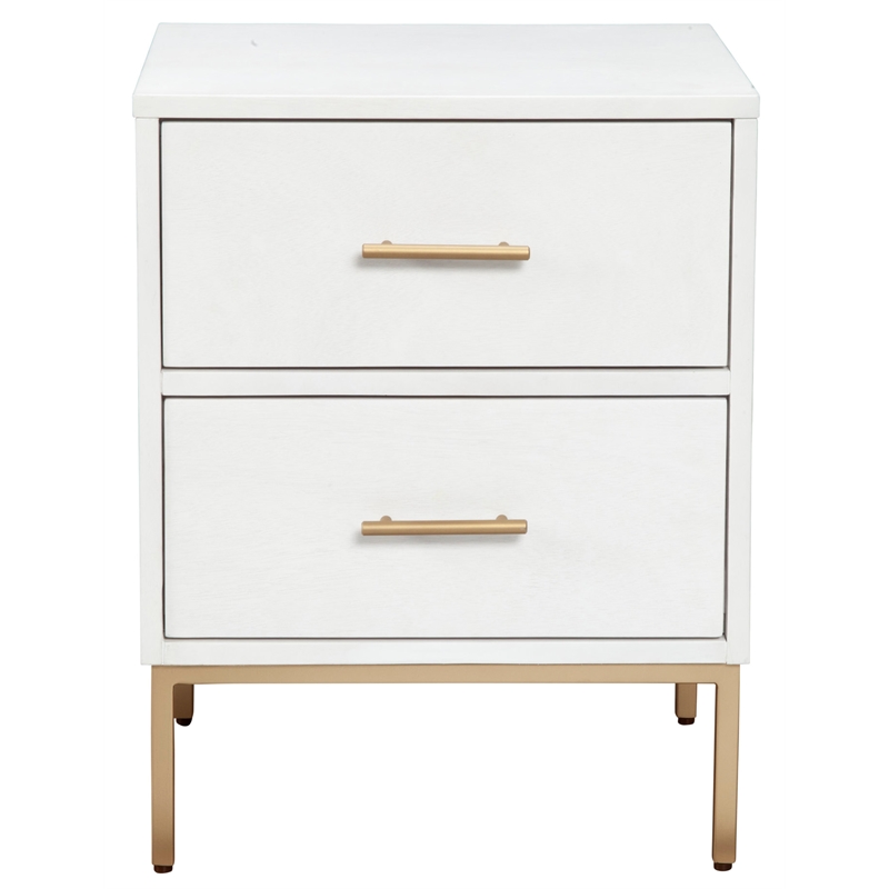 Pemberly Row 2 Drawer Mahogany Wood Nightstand in Classic White