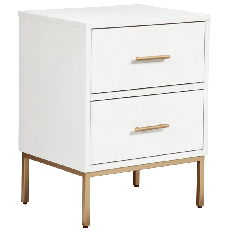Pemberly Row 2 Drawer Mahogany Wood Nightstand in Classic White