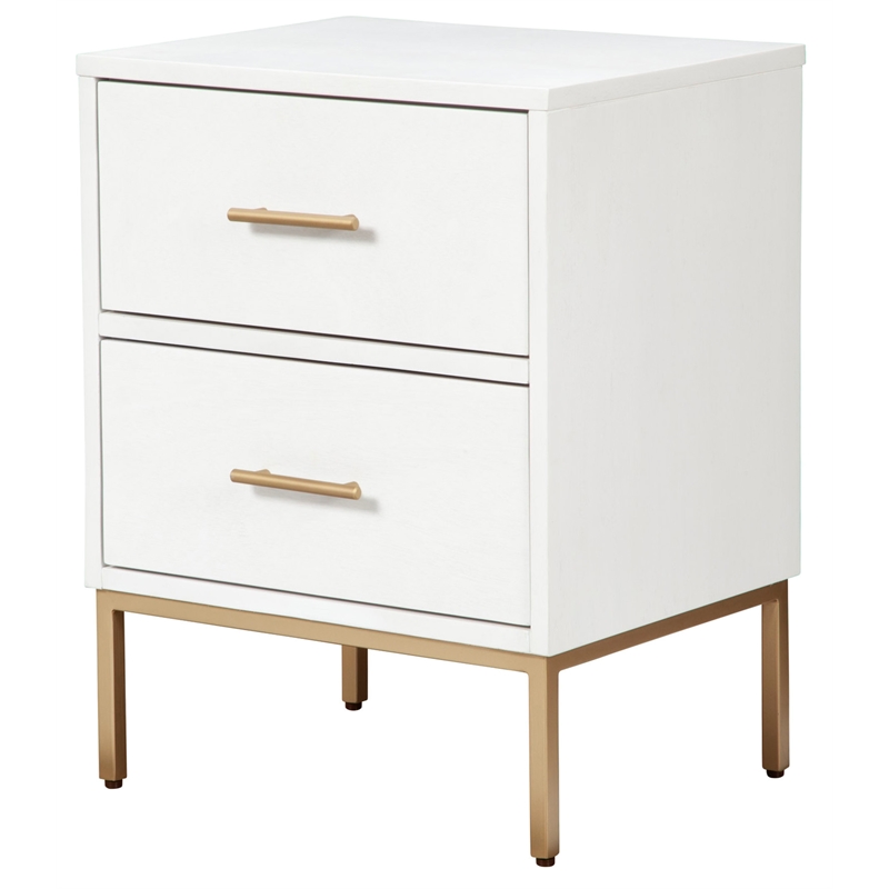 Pemberly Row 2 Drawer Mahogany Wood Nightstand in Classic White
