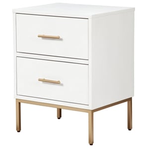 Pemberly Row 2 Drawer Mahogany Wood Nightstand in Classic White