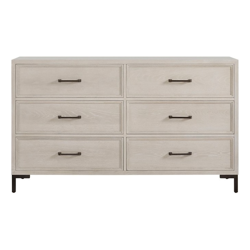 Pemberly Row 6 Drawer White Oak Bedroom Dresser in Antique White