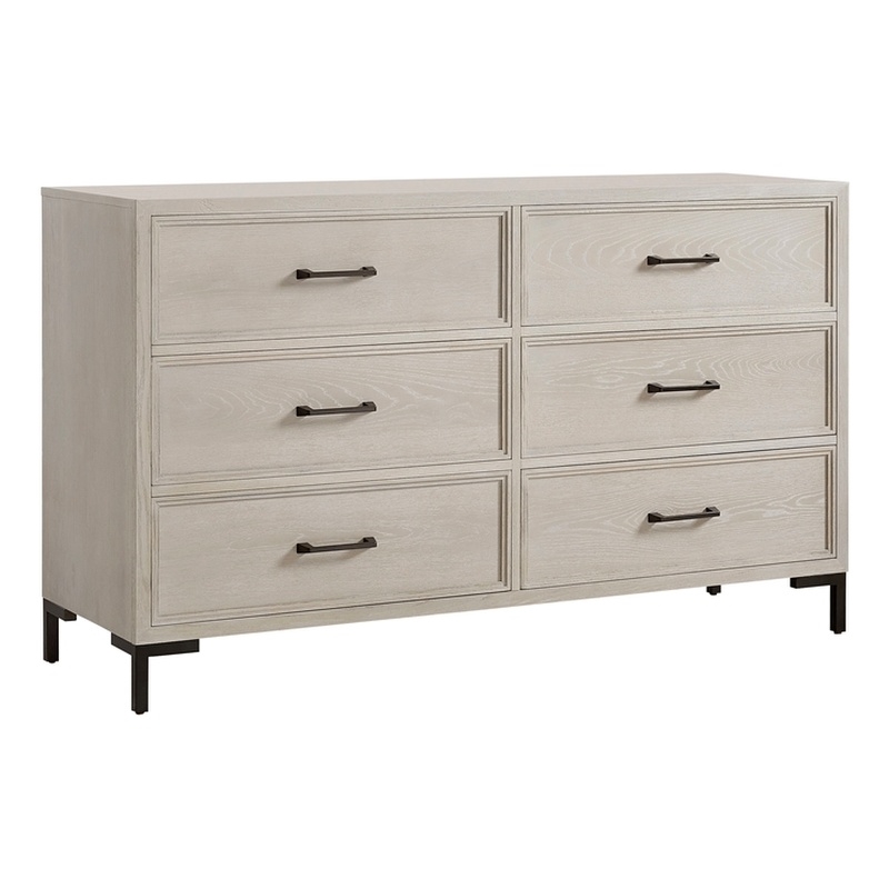 Pemberly Row 6 Drawer White Oak Bedroom Dresser in Antique White