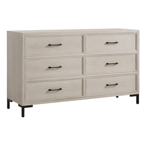 Pemberly Row 6 Drawer White Oak Bedroom Dresser in Antique White