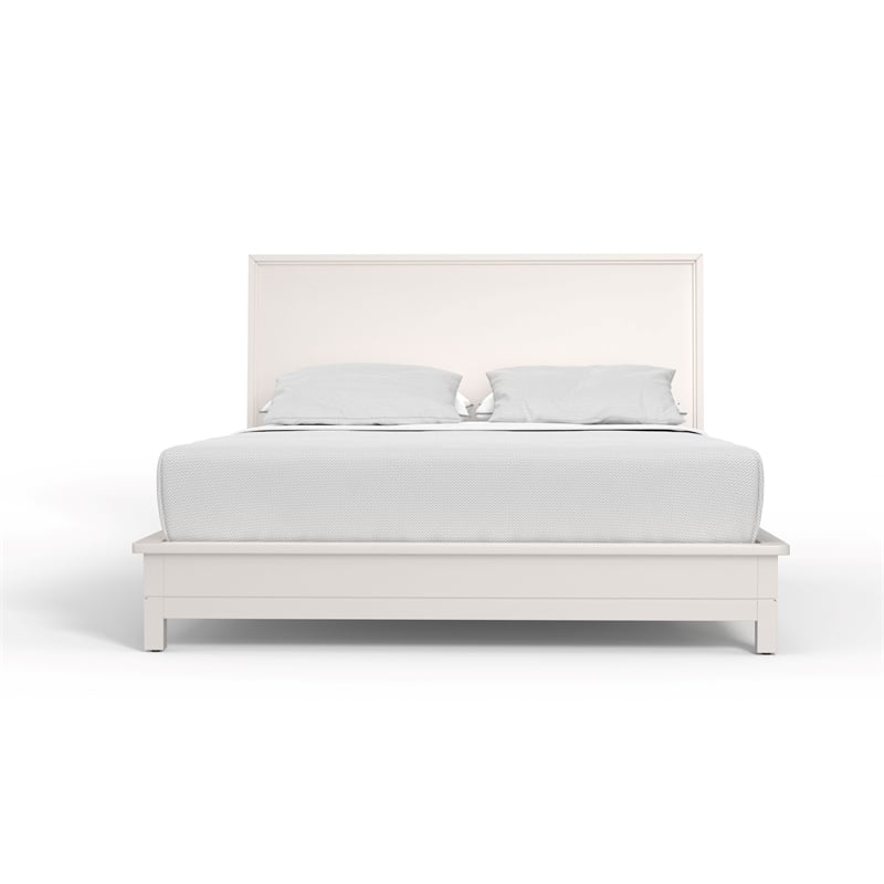 Pemberly Row Standard King Mahogany Platform Bed with 12 Slats in White