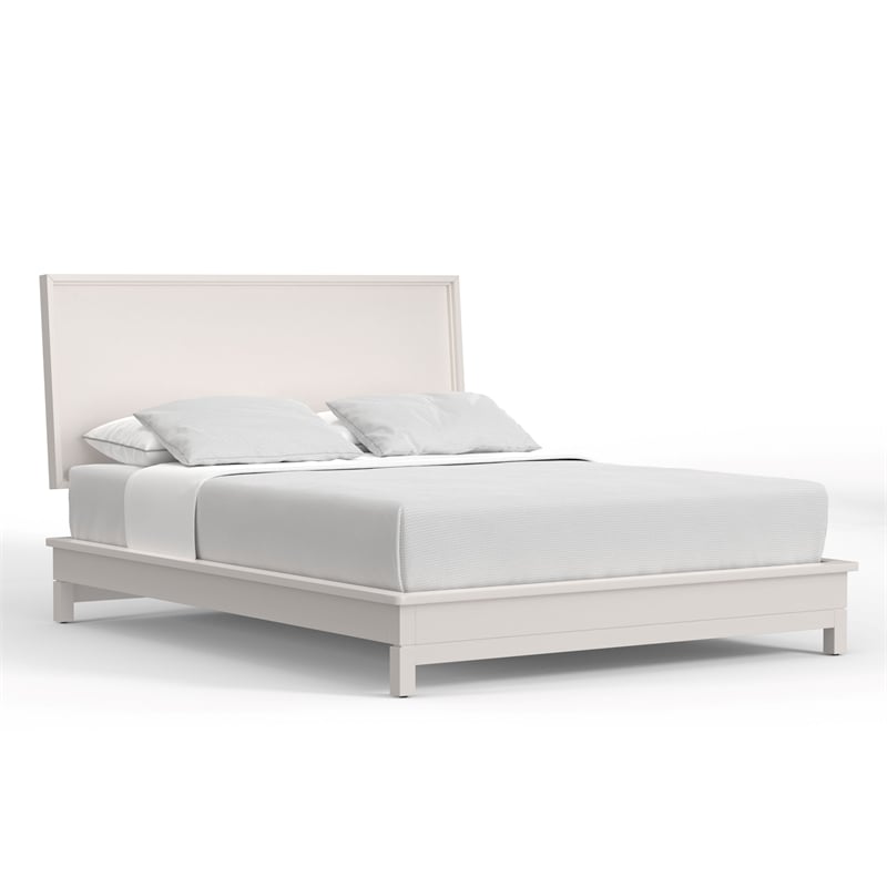 Pemberly Row Standard King Mahogany Platform Bed with 12 Slats in White