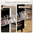 Pemberly Row Modern Flip Down Shoe Cabinet with 2 Drawers in Black