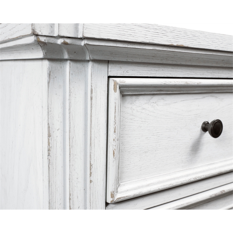 Pemberly Row Poplar Wood 6 Drawer Bedroom Chest in White Mist