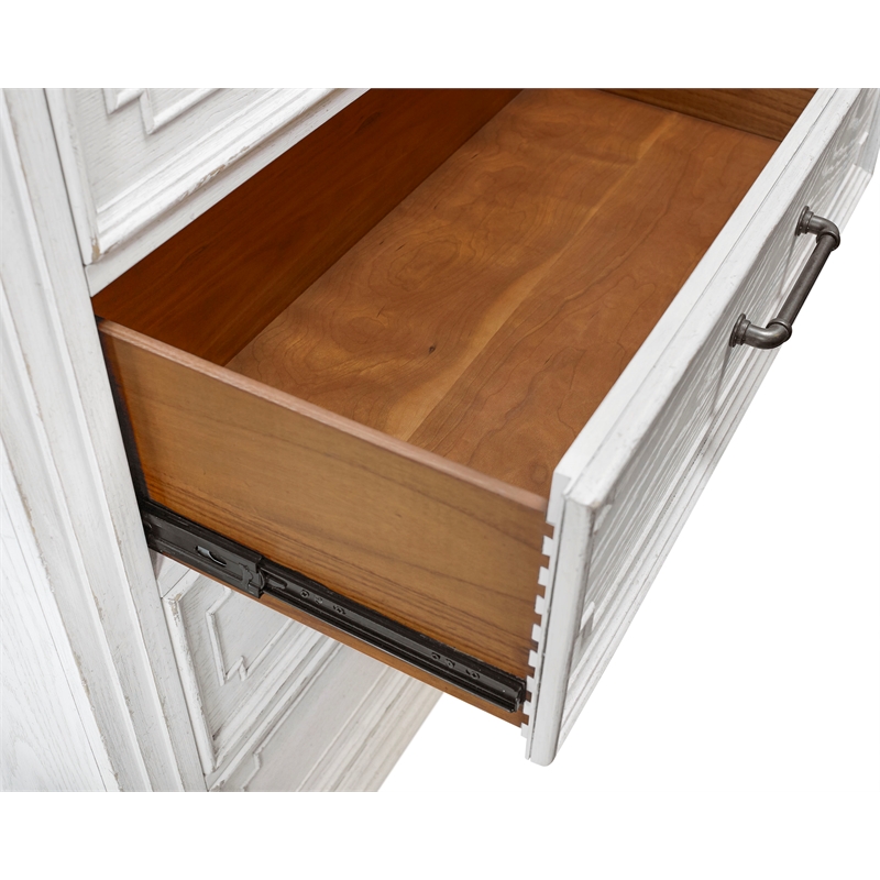 Pemberly Row Poplar Wood 6 Drawer Bedroom Chest in White Mist
