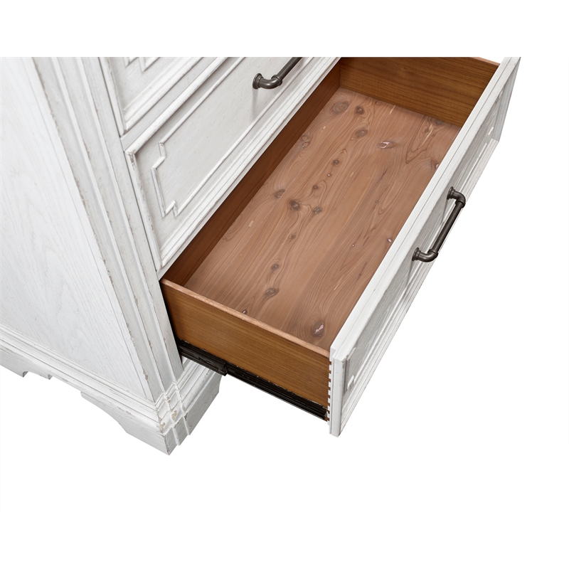 Pemberly Row Poplar Wood 6 Drawer Bedroom Chest in White Mist