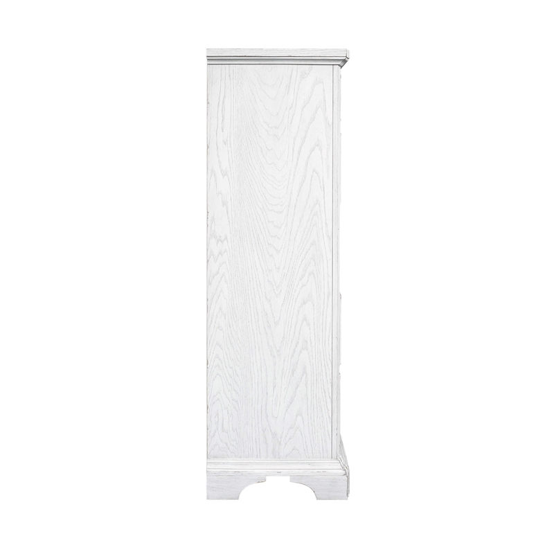 Pemberly Row Poplar Wood 6 Drawer Bedroom Chest in White Mist