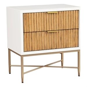 Pemberly Row Mahogany 2 Drawer Nightstand with Gold Legs in White