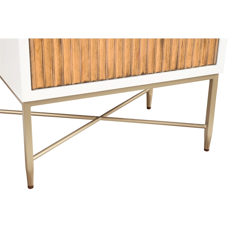 Pemberly Row Mahogany 2 Drawer Nightstand with Gold Legs in White