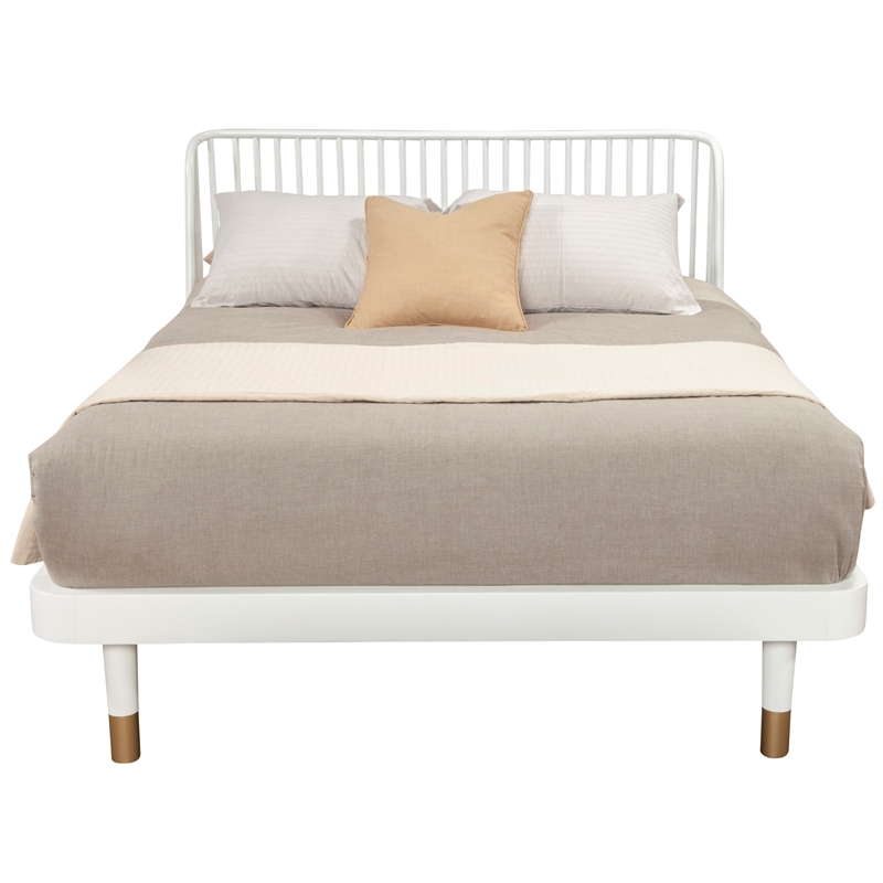 Pemberly Row Standard King Slat Back Wood Platform Bed in White