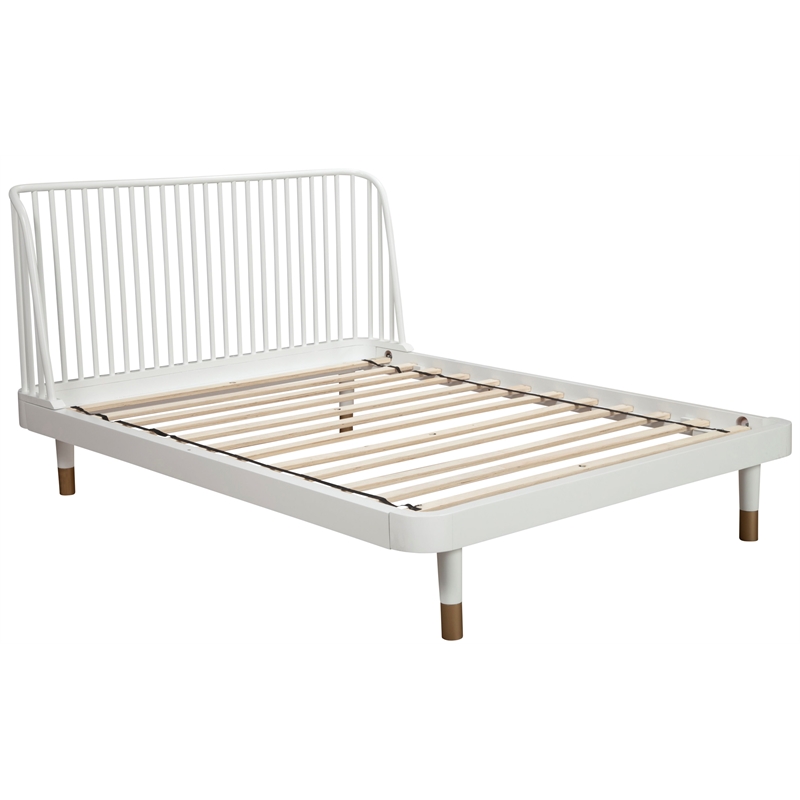 Pemberly Row Standard King Slat Back Wood Platform Bed in White