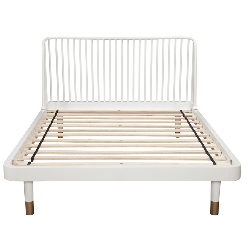 Pemberly Row Standard King Slat Back Wood Platform Bed in White