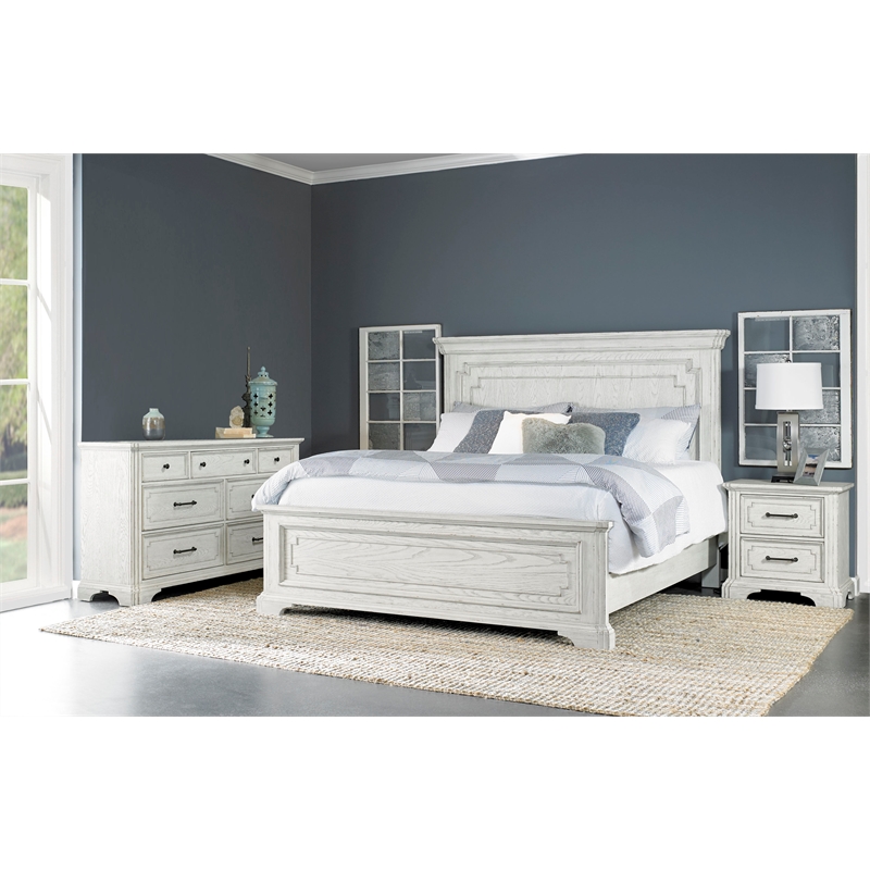 Pemberly Row Wood 7 Drawer Bedroom Dresser with Jewelry Tray in White Mist