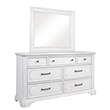 Pemberly Row Wood 7 Drawer Bedroom Dresser with Jewelry Tray in White Mist