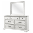 Pemberly Row Wood 7 Drawer Bedroom Dresser with Jewelry Tray in White Mist