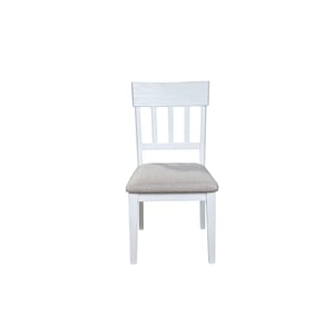 Pemberly Row Set of 2 Pine Wood Slat Back Side Chairs in White