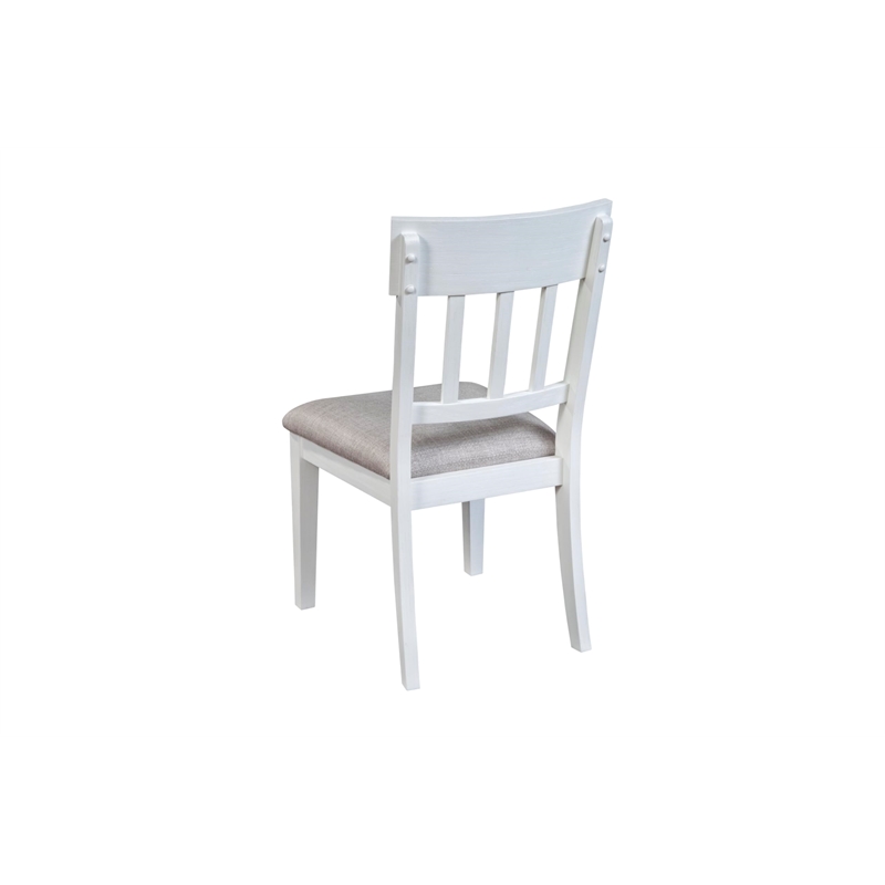 Pemberly Row Set of 2 Pine Wood Slat Back Side Chairs in White