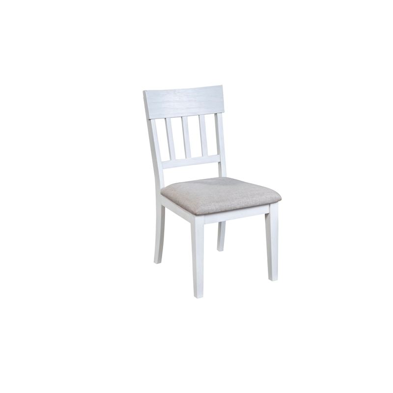 Pemberly Row Set of 2 Pine Wood Slat Back Side Chairs in White