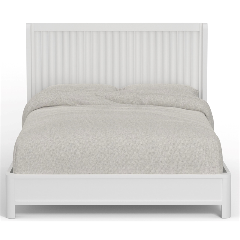 Pemberly Row Queen Size Mahogany Wood Panel Bed in Classic White