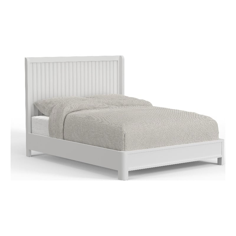 Pemberly Row Queen Size Mahogany Wood Panel Bed in Classic White