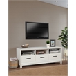 Pemberly Row Mahogany 3 Drawer TV Console with Shelves in White
