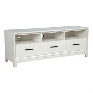 Pemberly Row Mahogany 3 Drawer TV Console with Shelves in White